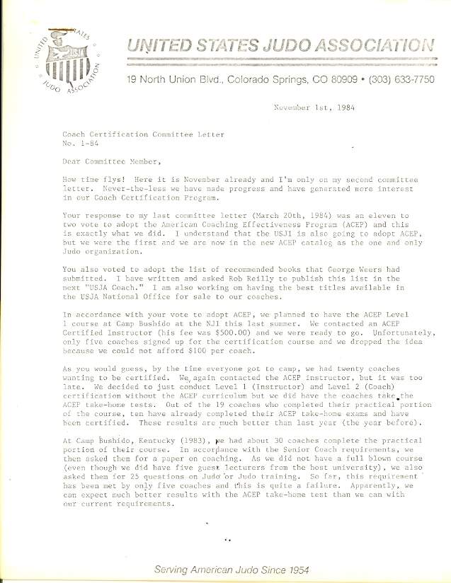 11/84 USJA Coach Newsletter